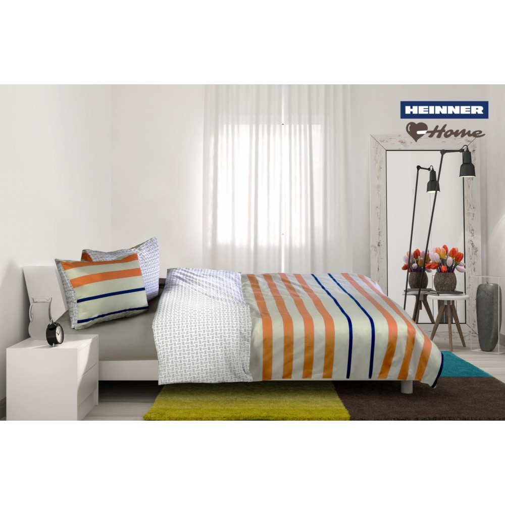 Heinner Home, Lenjerie de pat cu model in dungi - 3 piese, Bej/Oranj✔️, Sector 1 - Bucuresti - imagine 1 - popic.ro