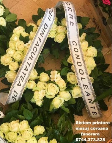 Sistem scriere panglici pentru coroane, jerbe și buchete de flori, Sector 1 - Bucuresti - imagine 1 - popic.ro