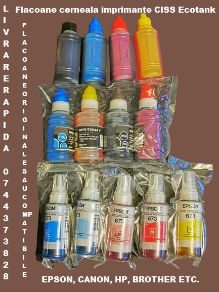 Flacoane cu cerneala CISS ECOTANK tip Epson, Canon, Hp, Brother, Sector 1 - Bucuresti - imagine 1 - popic.ro