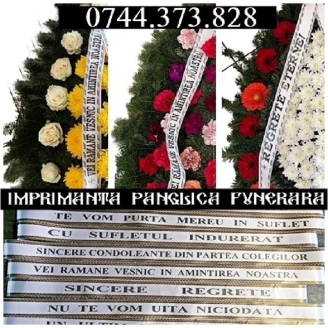 Sistem scriere panglica aranjamente flori coroane funerare!., Sector 1 - Bucuresti - imagine 1 - popic.ro