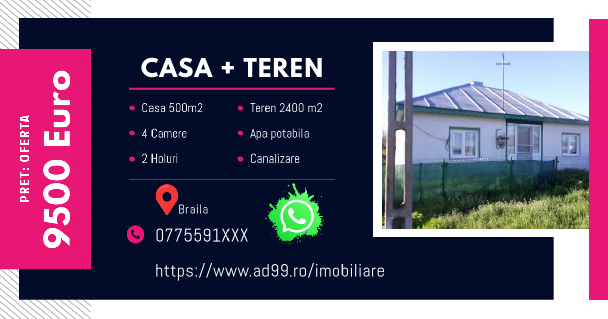 Casa + Teren 2900mp de vanzare, Salcia Tudor - Braila - imagine 1 - popic.ro
